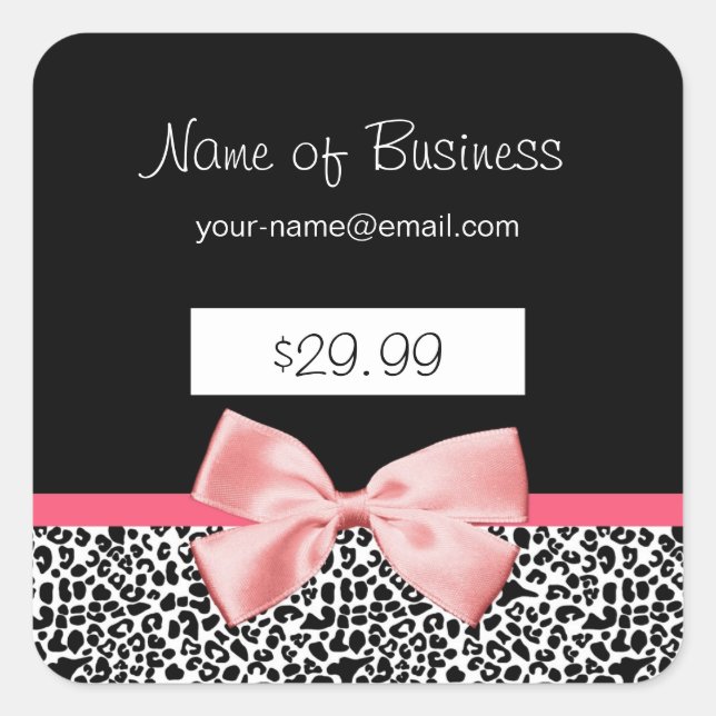 Sticker Carré Balises de prix Empreinte de léopard tendance noir (Devant)