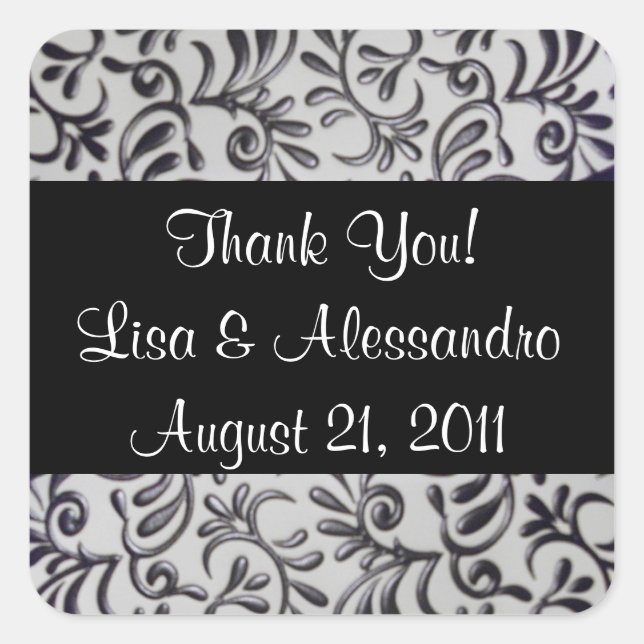 Sticker Carré Balises Merci Favor Nom et date (Devant)