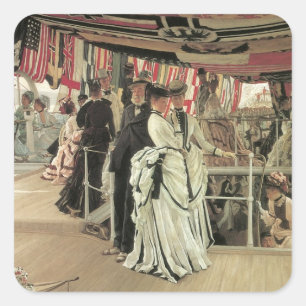 Sticker Carré Ball on Shiboard de James Tissot, Art Victorien
