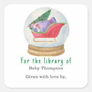 Sticker Carré Balle père Noël - plaque de baby shower