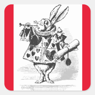 Sticker Carré Balle Vintage de lapin blanc Alice au pays des mer
