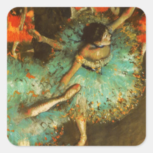 Sticker Carré Ballerina Dance Green Dancer Edger Degas Peinture