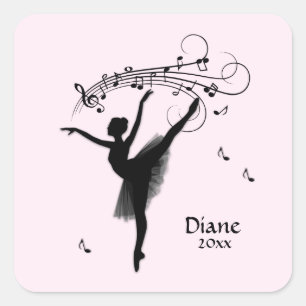 Sticker Carré Ballerina Dancing with Music Personnalisé