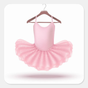 Sticker Carré Ballerina Tutu Ballet Rose Girl Élégante Plutôt