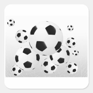 Sticker Carré Balles de football classiques volant Sports