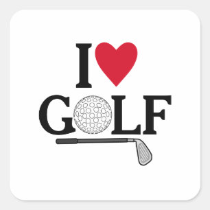 Sticker Carré Balles de golf personnalisables J'adore