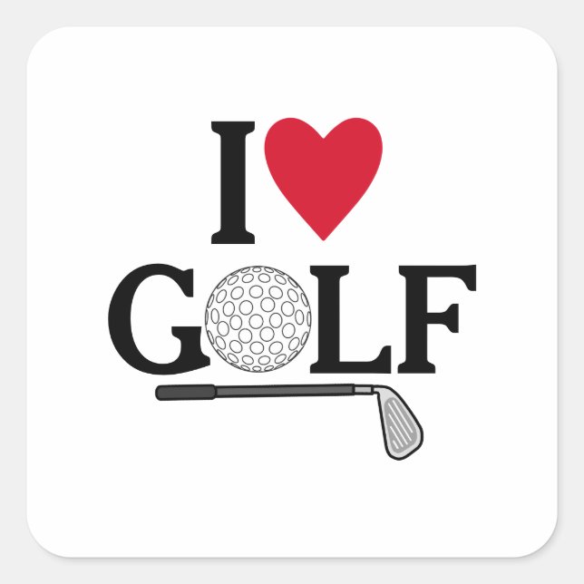 Sticker Carré Balles de golf personnalisables J'adore (Devant)