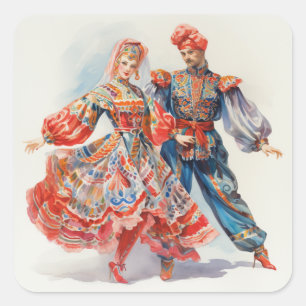 Sticker Carré Ballet Casse-Noisette, Danseurs Russes