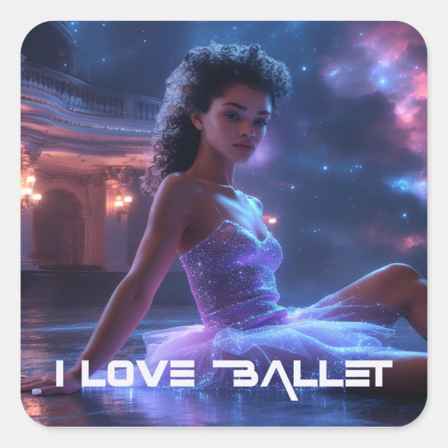 STICKER CARRÉ BALLET - J'AIME LE BALLET (Devant)