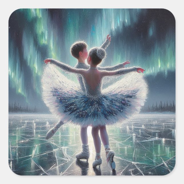 Sticker Carré Ballet sur glace (Devant)