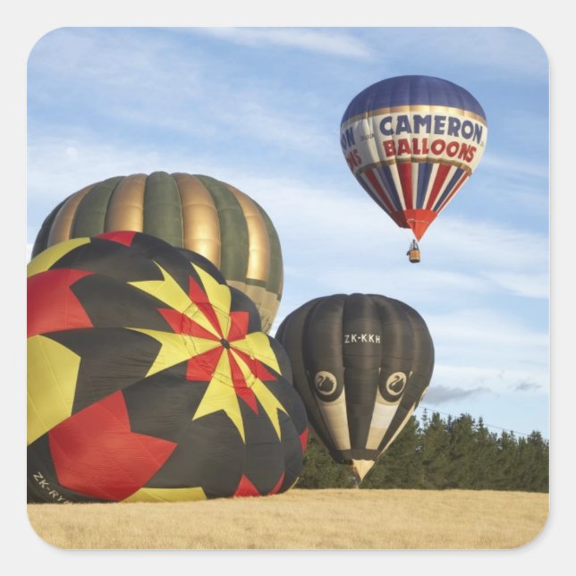 Sticker Carré Balloirs à air chaud près de Wanaka, South Island, (Devant)