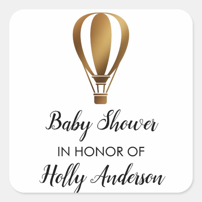 Sticker Carré Ballon à air chaud de parties scintillantes d'or (Devant)