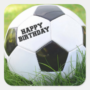Sticker Carré Ballon de football de joyeux anniversaire
