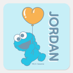 Sticker Carré Ballon en forme de cœur de Cookie Monster
