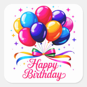 Sticker Carré Ballon Joyeux Anniversaire
