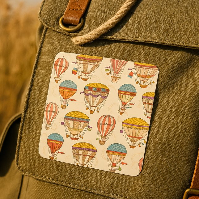 Sticker Carré Ballons à air chaud rayé (Créateur téléchargé)