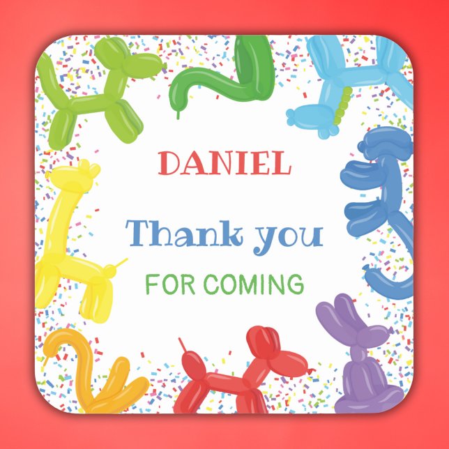 STICKER CARRÉ BALLONS ANIMAUX D'ANNIVERSAIRE (Créateur téléchargé)