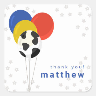 Sticker Carré Ballons Anniversaire Ferme Imprimé Vache