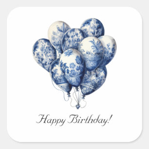 Sticker Carré Ballons Bleus de Delft, personnalisables