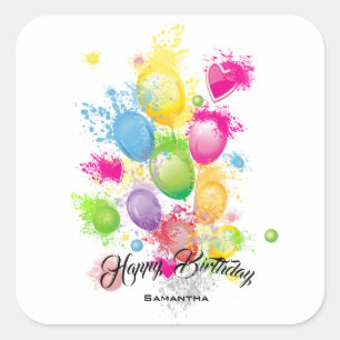 Sticker Carré Ballons d'anniversaire