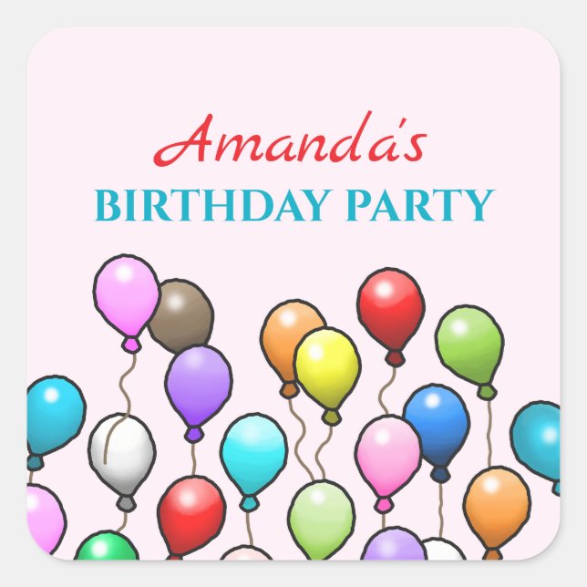 Sticker Carré Ballons d'anniversaire (Devant)
