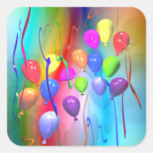 Sticker Carré Ballons d'anniversaire lumineux
