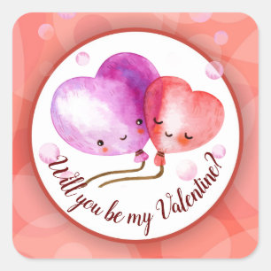 Sticker Carré Ballons de la Saint Valentin personnalisés