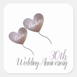 Sticker Carré ballons en forme de coeur pour les 30 ans de maria