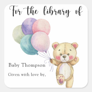 Sticker Carré Ballons en forme d'ours en peluche - pour la bibli