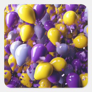 Sticker Carré Ballons violets et jaunes