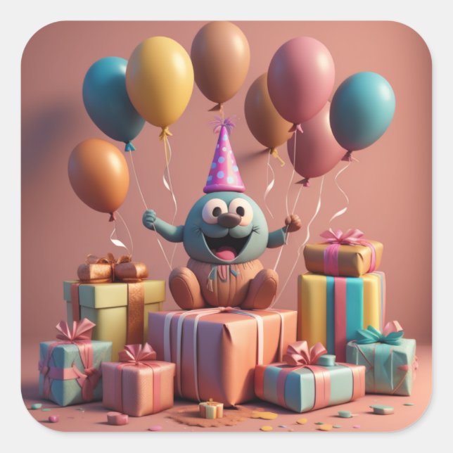 Sticker Carré Balloons jolies oeuvres (Devant)