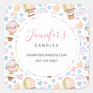 Sticker Carré Ballotte à air chaud Cute Aquarelle Motif