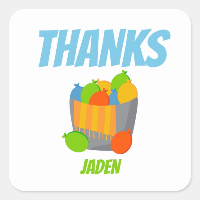 Sticker Carré Ballotte d'eau fête des enfants Anniversaire d'été (Devant)