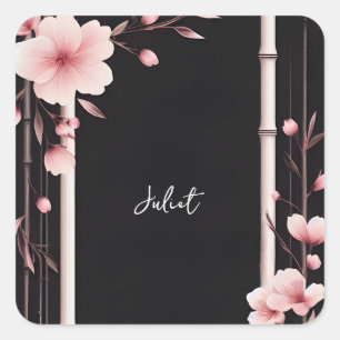 Sticker Carré Bamboo Rose Cerisier Fleur de Cerisier Shower de M
