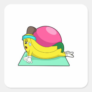 Sticker Carré Banane au yoga Fitness