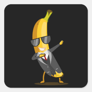 Sticker Carré Banane cool avec costume - Dab Funny Dancing Fruit