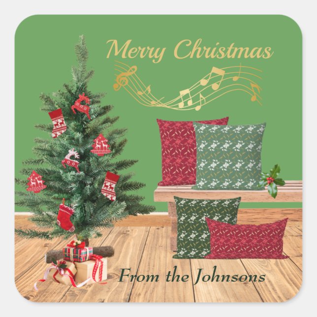 Sticker Carré Banc Cosy Joyeux Noël (Devant)
