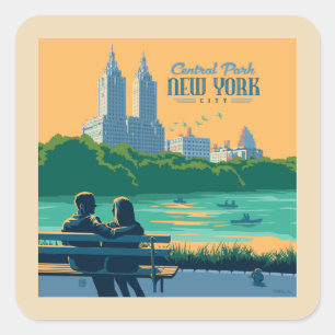 Sticker Carré Banc de New York Central Park