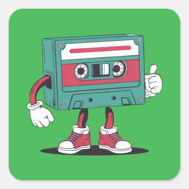 Sticker Carré Bande à cassette rétro. (Devant)
