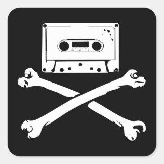 Sticker Carré Bande & Crossbones Musique Pirate Piracy Accueil T