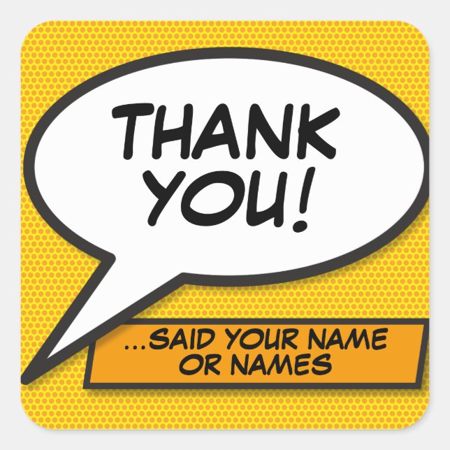 Sticker Carré Bande dessinée personnalisée Bulles de texte Art P (Devant)