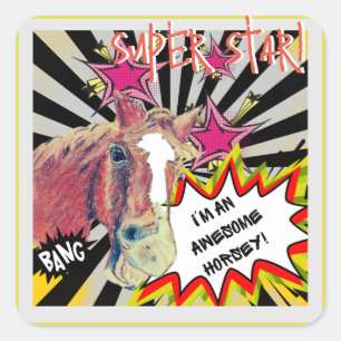 Sticker Carré Bande dessinée Poppy smile