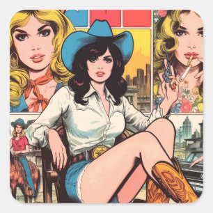 Sticker Carré Bande dessinée vintage