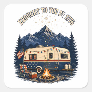 Sticker Carré Banderole de remorque de camping du 4 juillet Mont