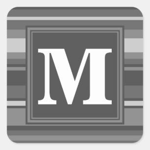 Sticker Carré Bandes gris monogramme