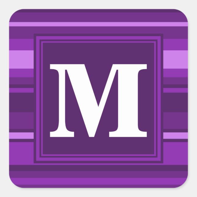 Sticker Carré Bandes violettes monogrammes (Devant)