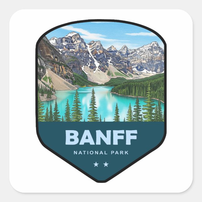 Sticker Carré Banff National Park Shield (Devant)