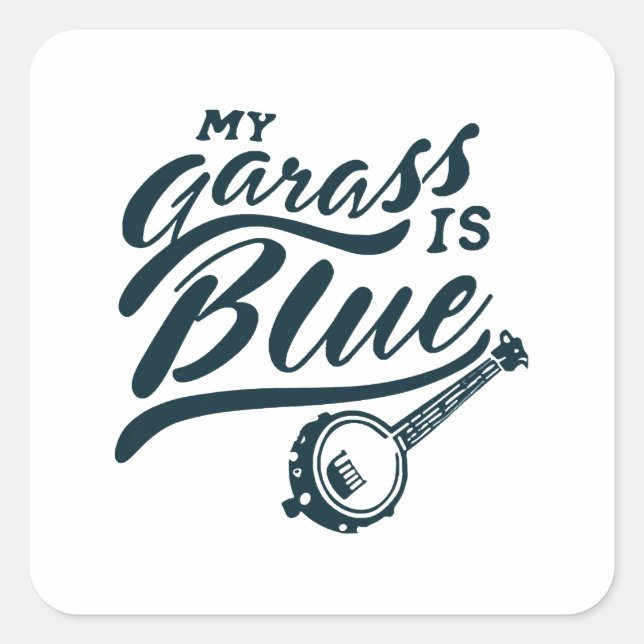 Sticker Carré Banjo Mon verre est bleu (Devant)