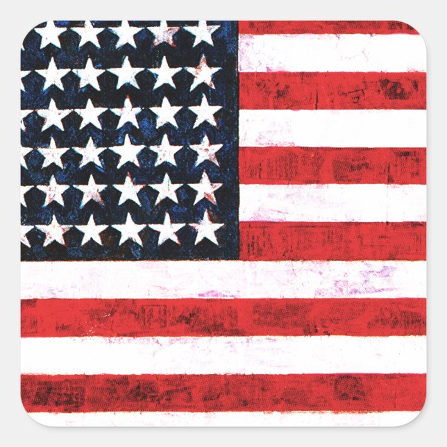 Sticker Carré Bannière étoilée - Drapeau américain (Devant)