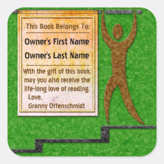 Sticker Carré Bannière verte Felt Homme Plaque personnalisée
